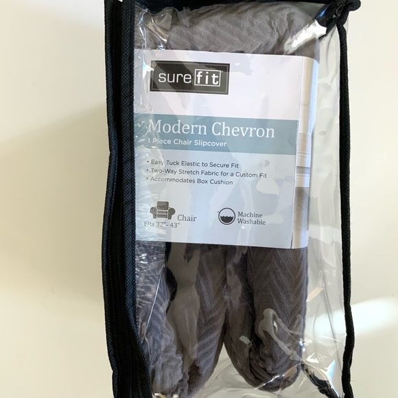 Sure Fit® Modern Chevron Chair Slipcover in Gray - Picture 4 of 6